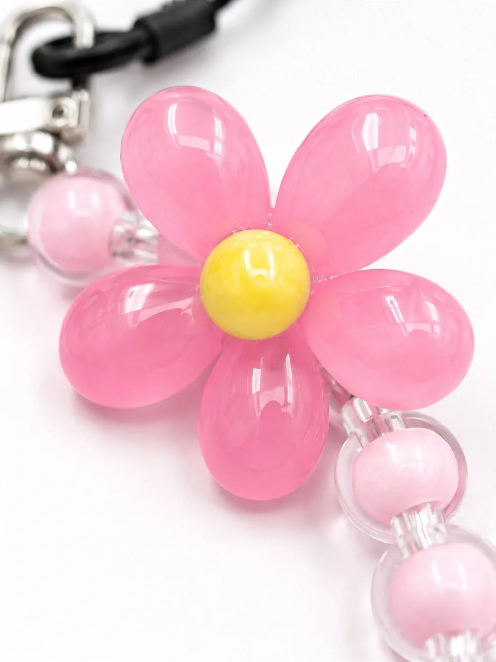 Pink Daisy Beaded Phone Wrist Strap Charm Bag Charm Kawaii Y2K Coquette